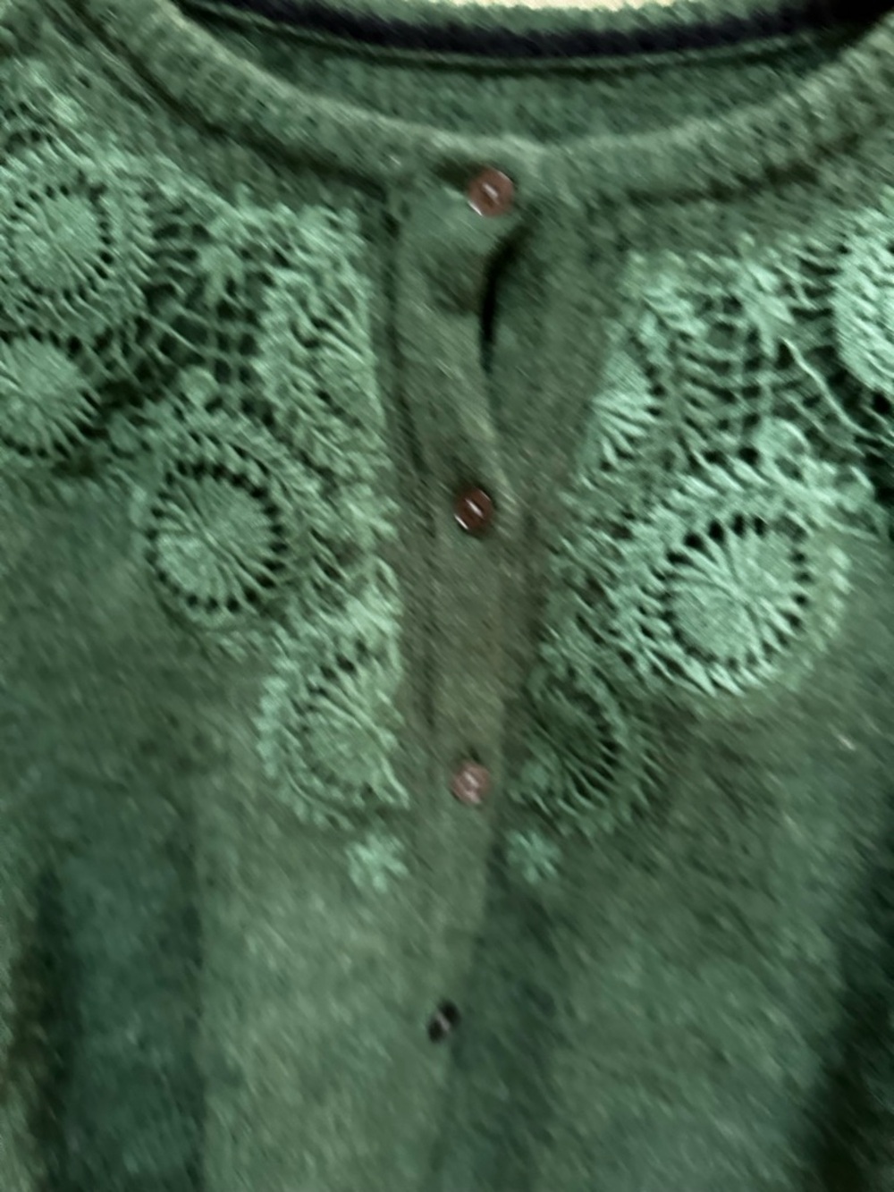 Boden Dark Green Cardigan with Lace Cuffs - Picture 9 of 9